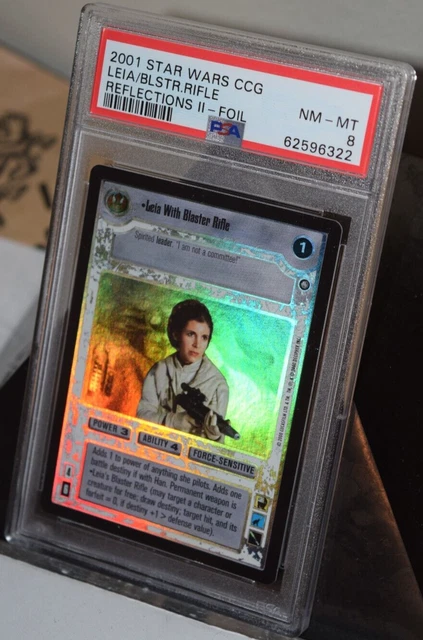 PSA 8 - Leia with Blaster Rifle - Foil - RefII Box Topper- Star Wars CCG - NM-MT