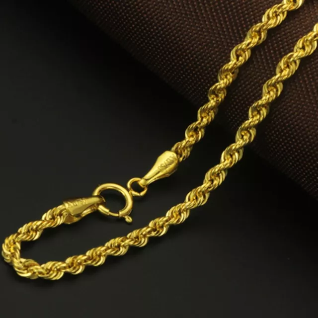 Fine Real Au750 18K Yellow Gold Chain Women 2.0mm Rope Link Necklace 18inch 2