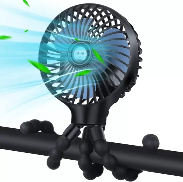 Rechargeable Portable Handheld 3 Speed Octpous Mini Fan - Black 006-1 R