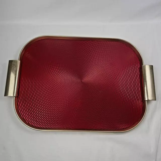 Vintage MCM Kaymet Serving Drinks Cocktail Tray Red Wine Gold Anodized England