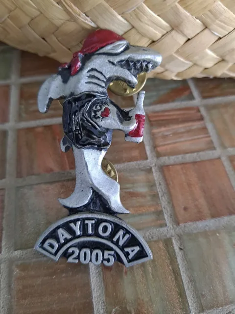 Bad Boy Biker Shark /Mom Tattoo Pewter by Lady Hawk Lapel Pin Daytona Beach 2005