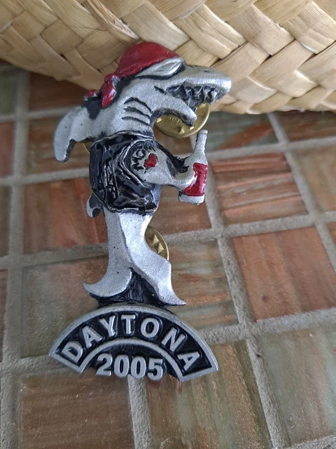 Bad Boy Biker Shark /Mom Tattoo Pewter by Lady Hawk Lapel Pin Daytona Beach 2005