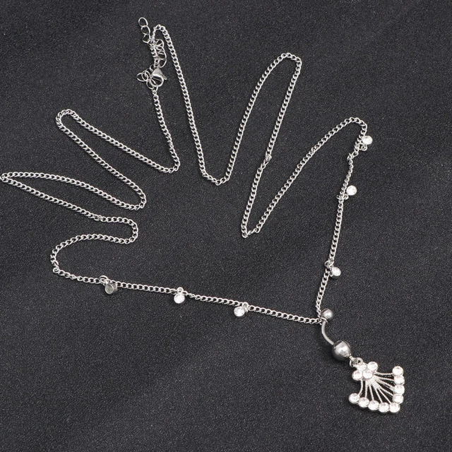 Belly Button Ring Rhinestone Waist Belt Chain Navel Rings Dangle Hang
