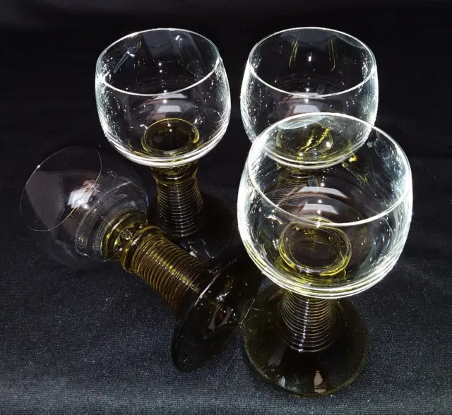 Alte Weingläser Römer Glas, Braune Stiel mit Noppen 4er Set Gläser G 314 3