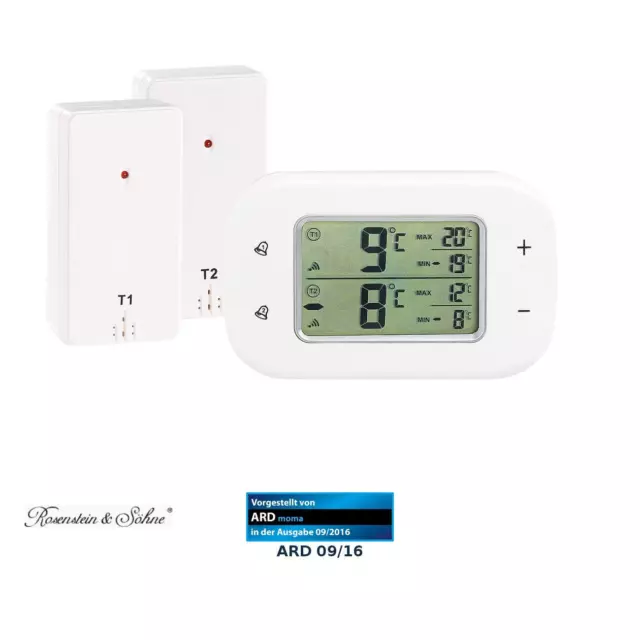 Digitales Kühl- & Gefrierschrank-Thermometer, 2 Funk-Sensoren, weiß 2