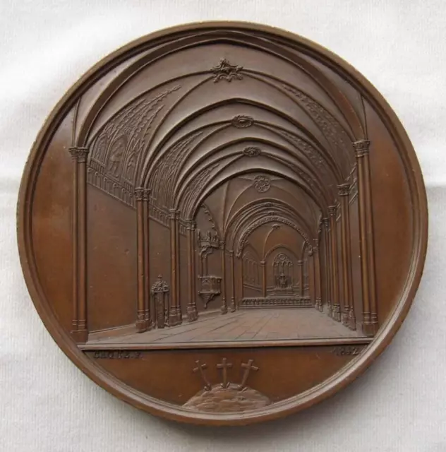 Architectural medal, Caqué, Paris mint, bronze, 1842, 51mm, Society of Mary