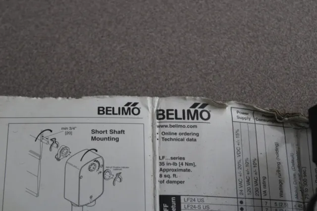 NEW Belimo LF24-3 US 35in-lb Spring Return Floating Point Actuator 2