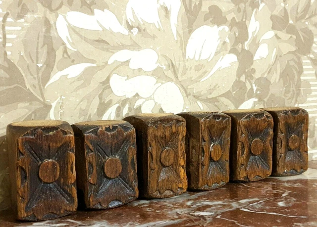 Corbel bracket 6 rosette wood carving - Antique french oak architectural salvage