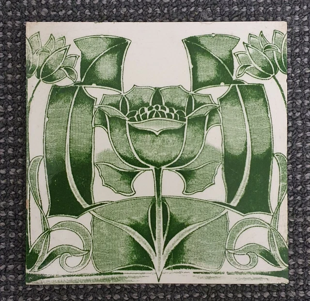 🔶️English Majolica Art Nouveau Jugendstil Aesthetic Fireplace Tile Minton Boote 3