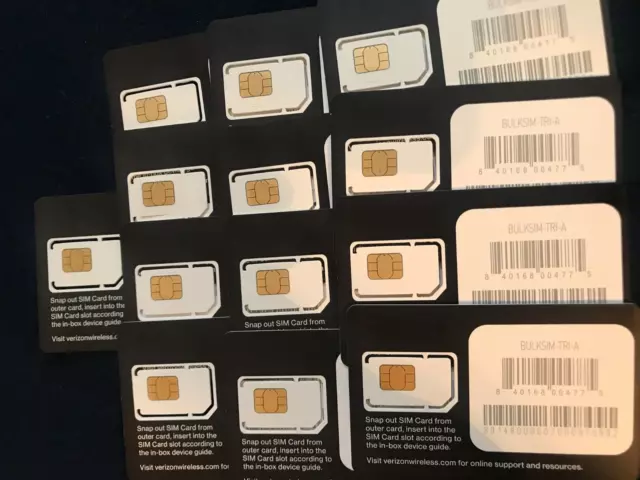 Sim Cards, Verizon, Lot Of 13, New, Never Used.