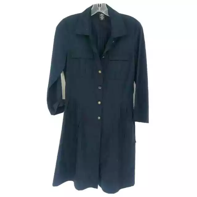 Diane Von Furstenberg Dress Womens 8 Navy Blue Button Fit & Flare Career Classic