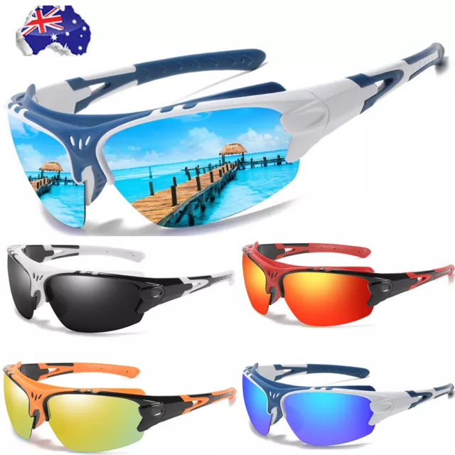 Men Sunglasses UV400 Polarized Glasses Fishing Sports Driving WrapAround Eyewear