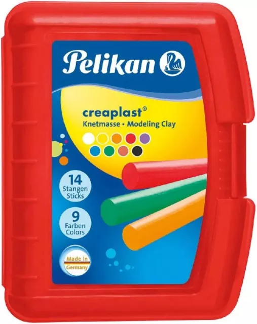 PELIKAN Knetmasse Creaplast Kinderknete in Box rot, 14 Stangen - 9 Farben