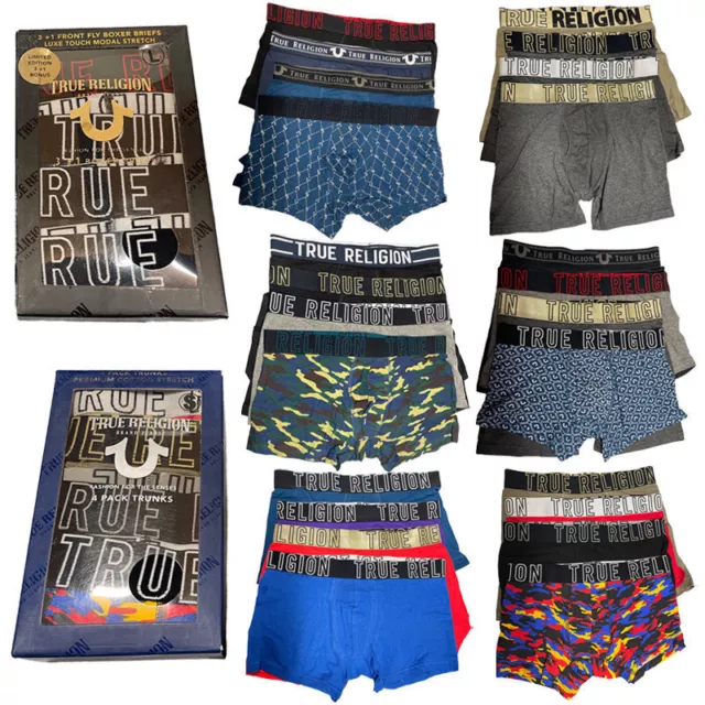 TRUE RELIGION MENS Boxer Shorts 4 Pack Trunks Stretchy Underwear