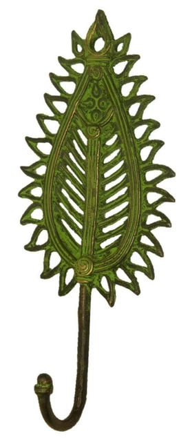 Leaf Shape Handmade Antique Style Brass Key Cloth Towel Wall Hanger Hook BA2252