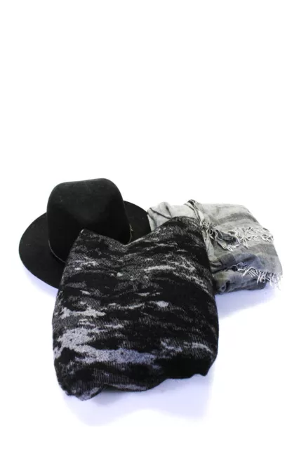 Rag & Bone Womens Scarves Black Wool Embellished Fedora Hat Size M Lot 3