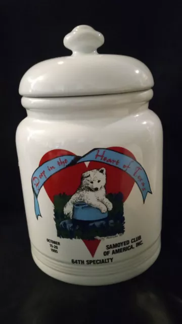 Rare 1995 Samoyed Club Of America 64Th Specialty Texas Cookie Treat Ceramic Jar