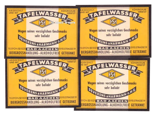x0642 BAD AACHEN  Severens & Harmann 4x TAFELWASSER Etikett table water label