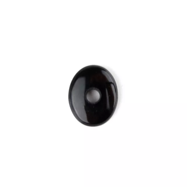 Black Onyx Flat Back Double Bevel Loose Stone 10x8 Oval with Drill Hole