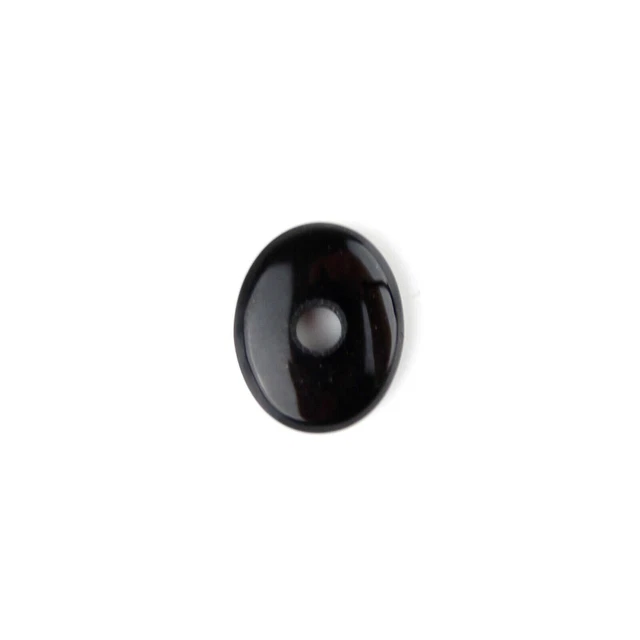 Black Onyx Flat Back Double Bevel Loose Stone 10x8 Oval with Drill Hole