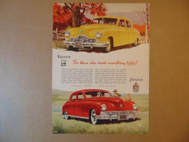 1947 KAISER FRAZER Automobiles art print ad