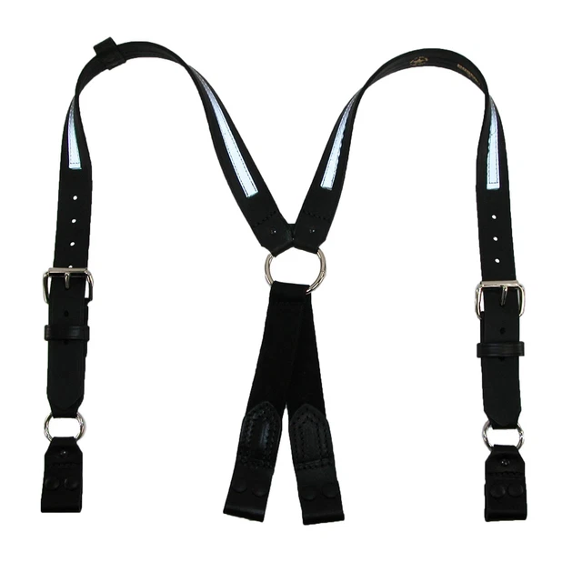 New Boston Leather Leather Reflective Loop End Fireman Work Suspenders