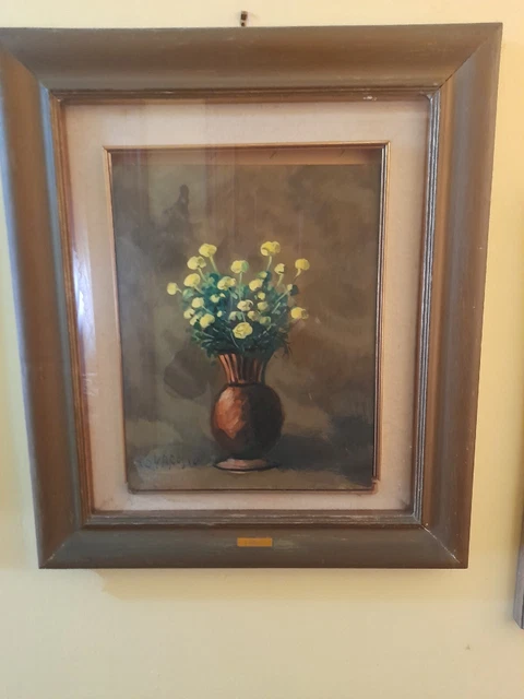 Quadro Ottorino Garosio Vaso Di Fiori A Olio
