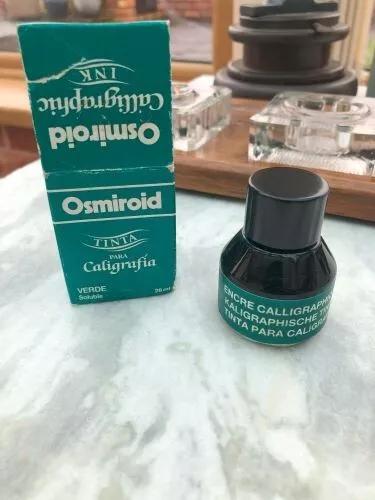 Vintage Osmiroid Calligraphic Fountain pen Ink bottle- Green