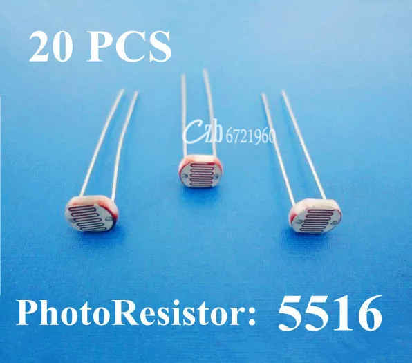 20PCS Photoresistor GL5516 LDR CDS 5mm Light-Dependent Resistor Sensor