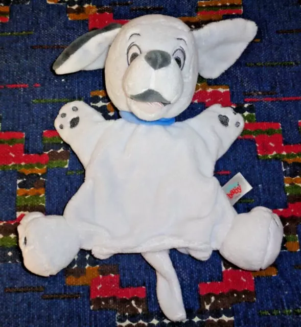 Fn / Doudou Marionnette Disney Baby Chien Dalmatien Blanc Gris Collier Bleu Neuf