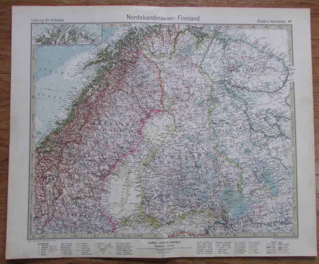 Nordskandinavien Finnland Suomi - Kupferstich 1926 Alte Landkarte Old Map