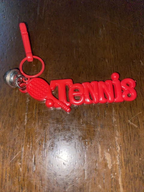 Vintage 1980s Plastic Clip On Bell Charm Red Tennis Charm For 80s Charm Necklace