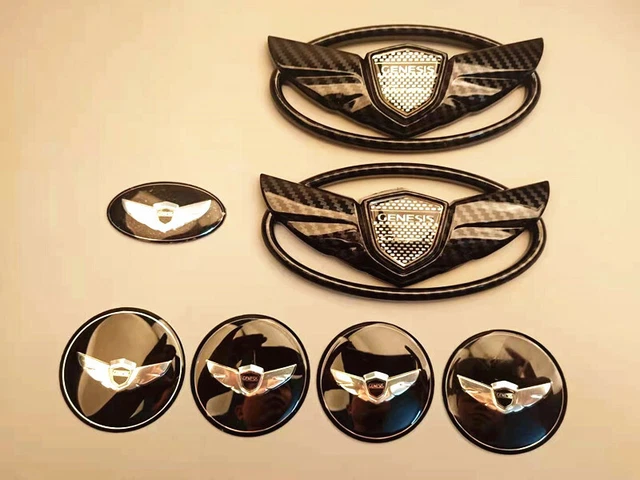 Set 7 Set Genesis Fibra di Carbonio Coppa Nera Coppa Badge Tronco Copri Volante Ruota