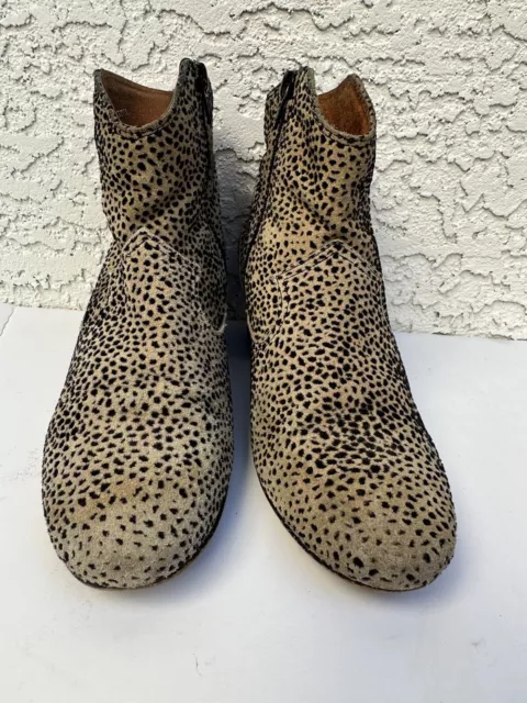 TOPSHOP WOMENS BLOCK Heel Ankle Boots Tan Animal Print Leather Bootie ...