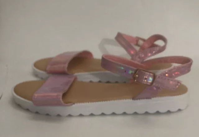 Laura Ashley Girls White Sole Sandals Pink Strap Size 3 M US