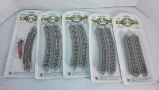 5 Bachmann Nickel silver E-Z Track Straight Curved scale 44811, 44802, 44801