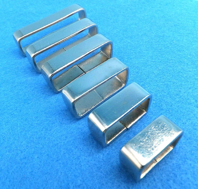 X 2 FLAT NICKEL PLATED BRASS SHEET BELT LOOPS 6 sizes £4.96 PicClick UK