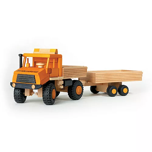 Uniwood 11201 Holzspielzeug Anhänger für Lkw Straßendienst