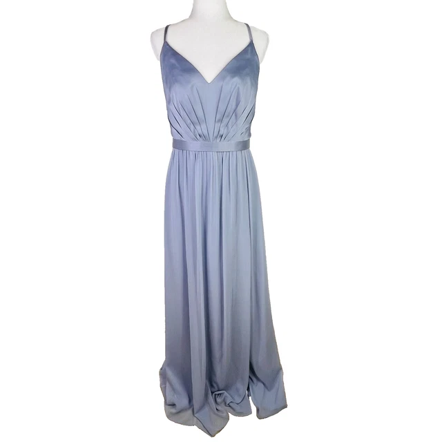 Vera Wang White Size 10 Bridesmaid Dress VW360345 In Fog V Neck NWT