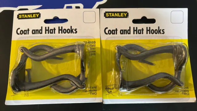 Stanley 75-6103 Brass Coat and Hat Hook Antique Brass Finish -2 Packs (4 Hooks)