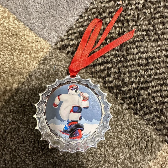 Vintage 1991 Coca Cola Bottle Cap Collection Christmas Santa polar Ornaments