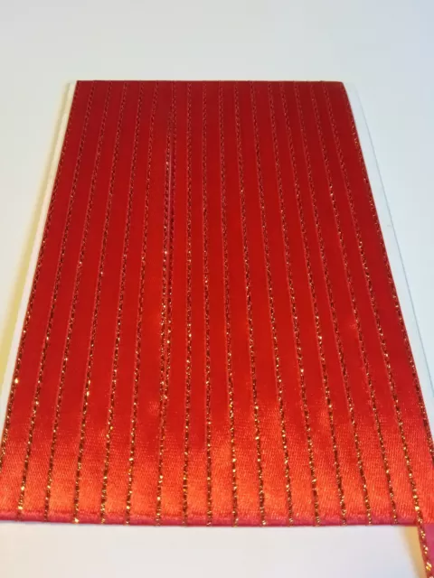 5M 6mm Thin Red Gold Edged Satin Ribbon Trim Card Making Scrapbooking Christmas