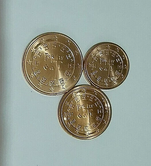 Portugal pièces 1+2+5 centimes d'euro
