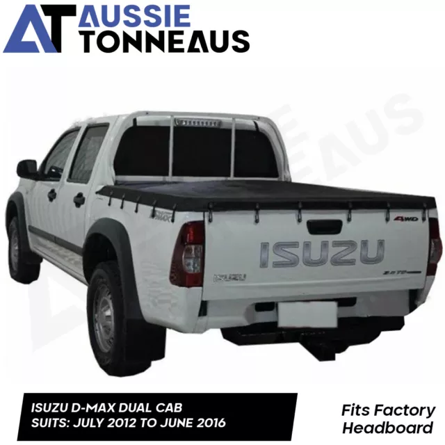 AT Bunji Tonneau Ute Cover for Isuzu Dmax Dual Cab with Headboard 7/2012- 6/2016