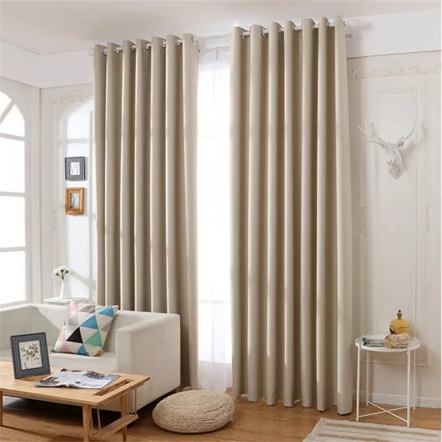 Pair Ready Made Thick Thermal Blackout Curtains Eyelet curtains Ring Top 90×90