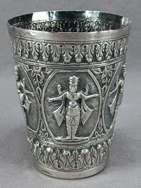 Indian India Silver Madras Region Repousse Kali Lassi Cup C. 1890-1920