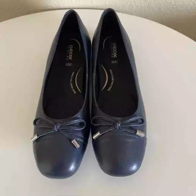 Geox Annytah Leather Ballerina Flats Navy Blue Women's 39.5 (US 9.5) NWOT