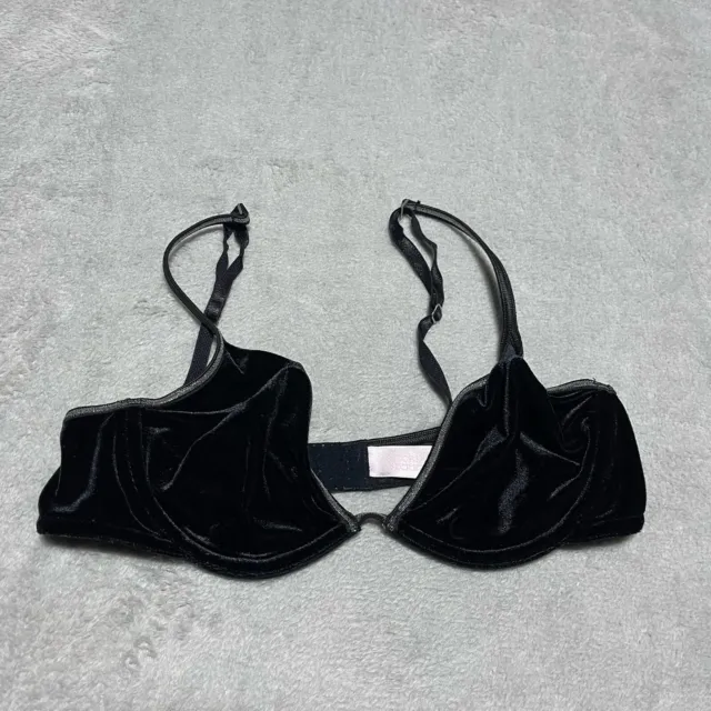 Vintage Victorias Secret Bra Womens 34C No Padding Underwire Black Velvet