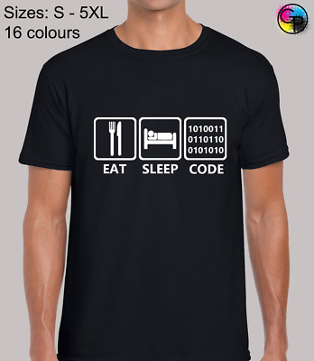 Eat Sleep Code Joke Novelty Funny Regular Fit T-Shirt Top TShirt Tee for Men