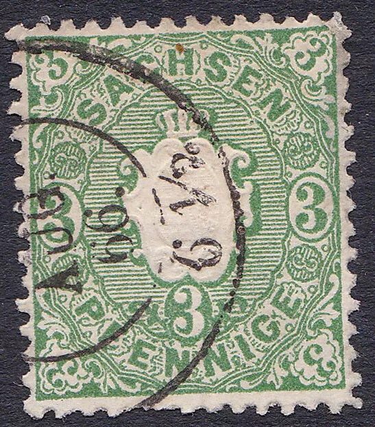 Sachsen 1863, Mi.nr. 14a, gestempelt, gepr. BPP, KW 50,00 €